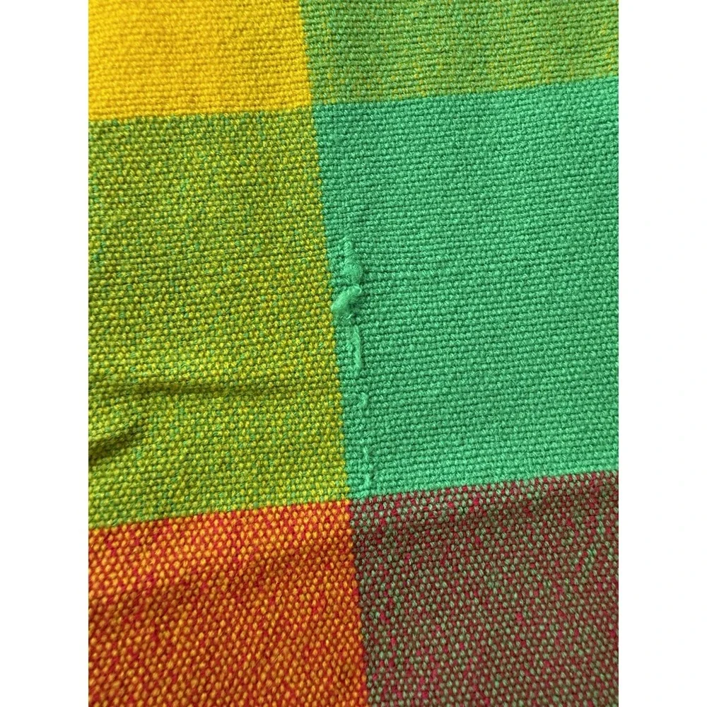 Vintage Bright Colored Checked Tablecloth 43